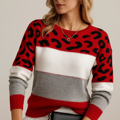 Noemi  | Maglione in maglia con stampa leopardata