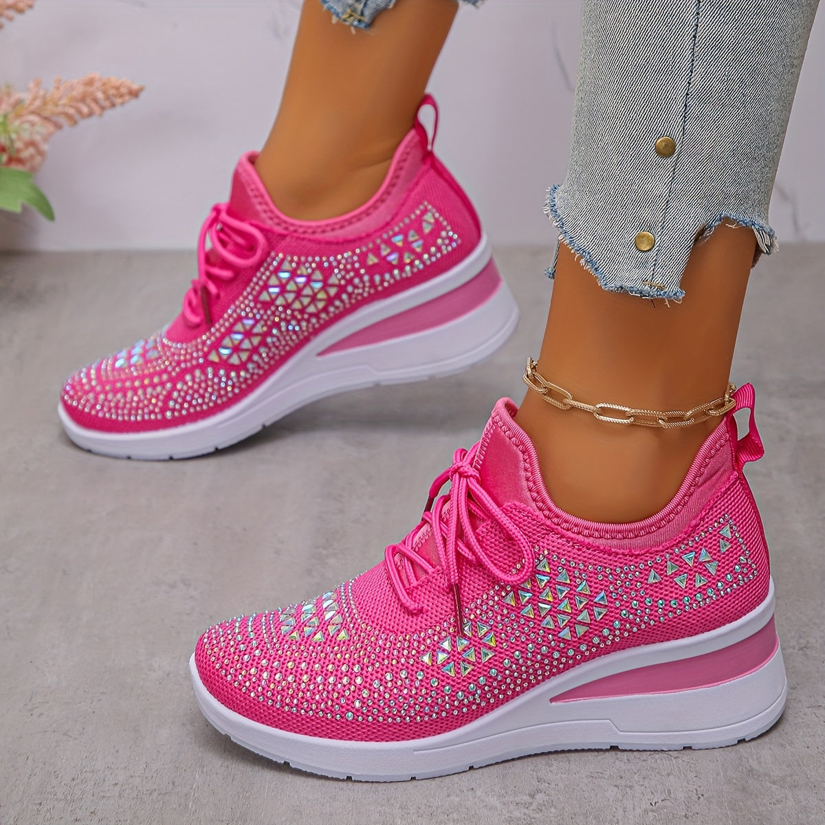 Stella | Sneakers con zeppa da donna con strass