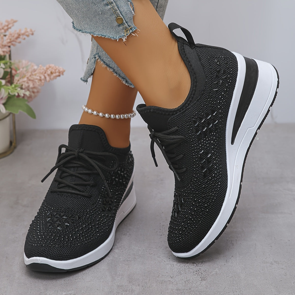 Stella | Sneakers con zeppa da donna con strass