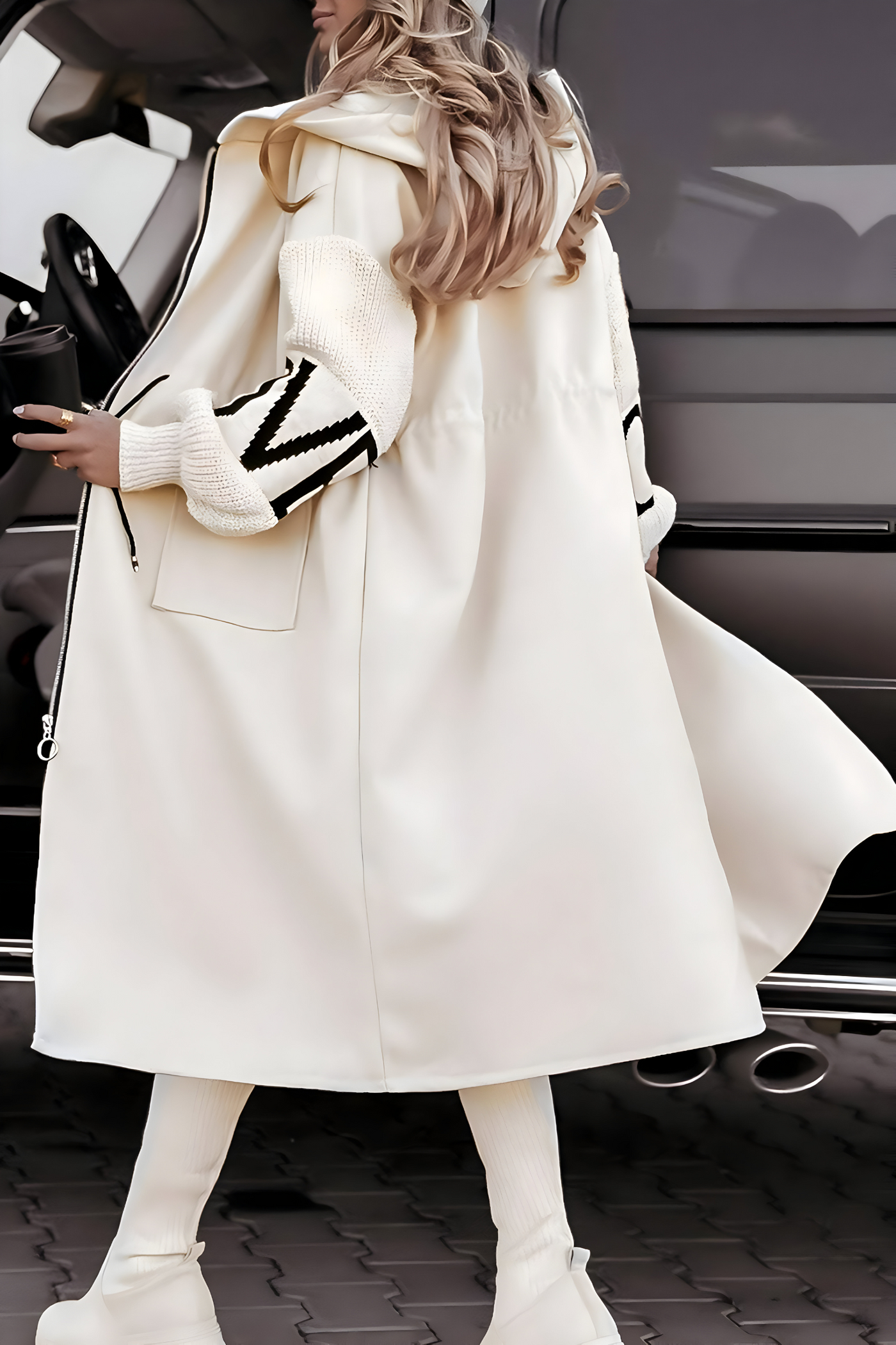 Francesca | Cappotto lungo con maniche lavorate a maglia