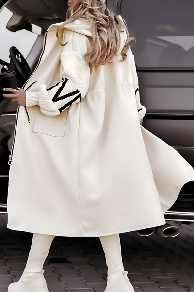 Francesca | Cappotto lungo con maniche lavorate a maglia