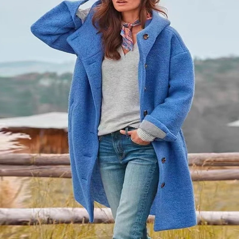 Serena | Cappotto lungo con cappuccio e chiusura frontale