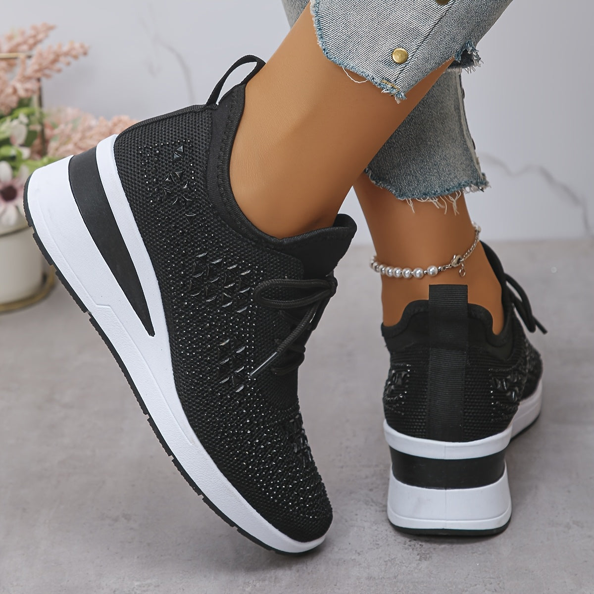 Stella | Sneakers con zeppa da donna con strass
