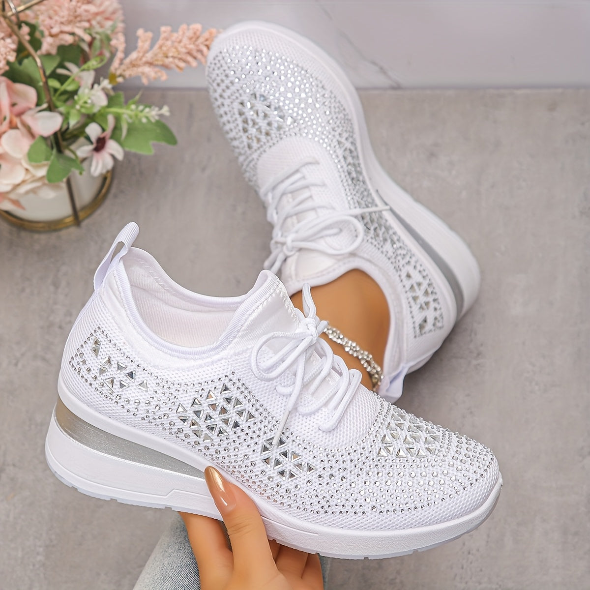 Stella | Sneakers con zeppa da donna con strass