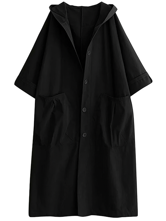 Silvia | Cappotto lungo in misto cotone con cappuccio