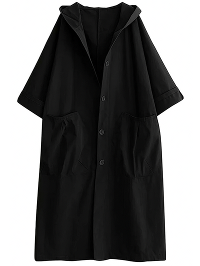 Silvia | Cappotto lungo in misto cotone con cappuccio