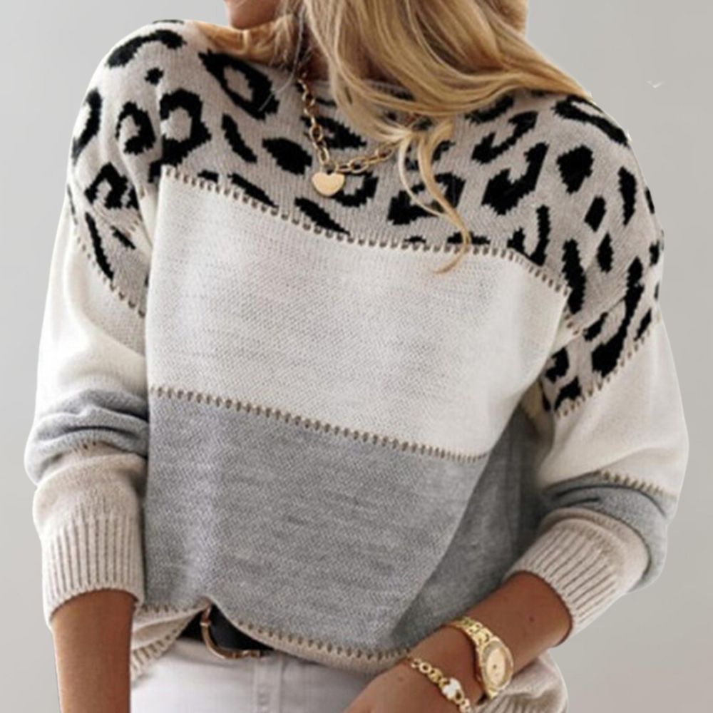 Noemi  | Maglione in maglia con stampa leopardata