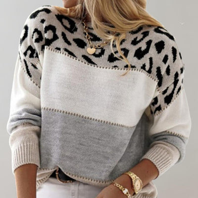 Noemi  | Maglione in maglia con stampa leopardata