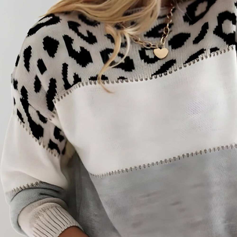 Noemi  | Maglione in maglia con stampa leopardata