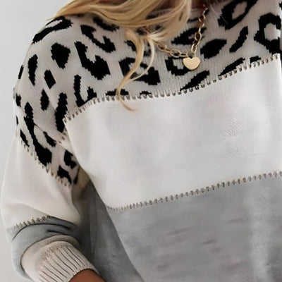 Noemi  | Maglione in maglia con stampa leopardata