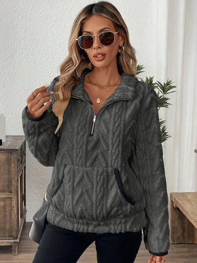 Carla | Felpa teddy con mezza chiusura a zip