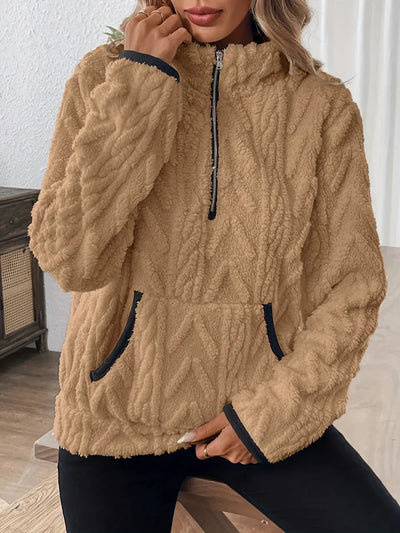 Carla | Felpa teddy con mezza chiusura a zip