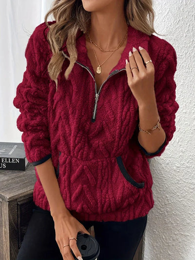 Carla | Felpa teddy con mezza chiusura a zip