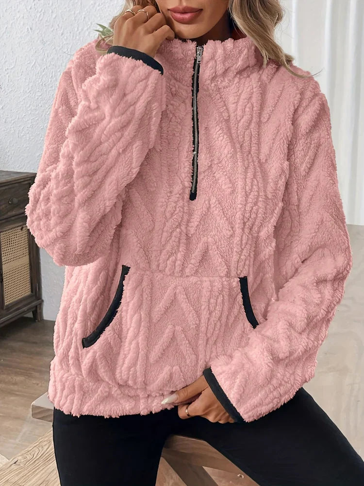 Carla | Felpa teddy con mezza chiusura a zip