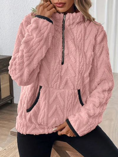 Carla | Felpa teddy con mezza chiusura a zip