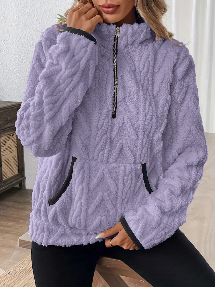 Carla | Felpa teddy con mezza chiusura a zip