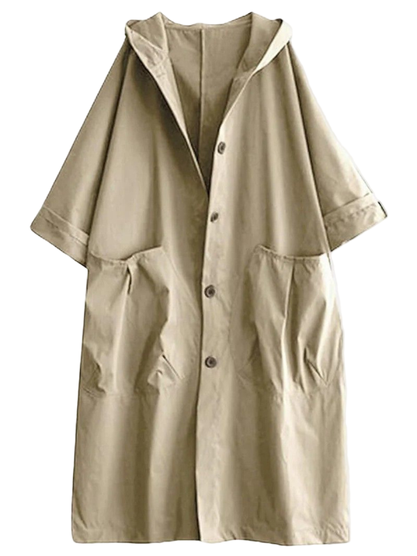 Silvia | Cappotto lungo in misto cotone con cappuccio