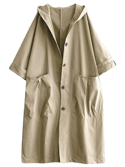 Silvia | Cappotto lungo in misto cotone con cappuccio