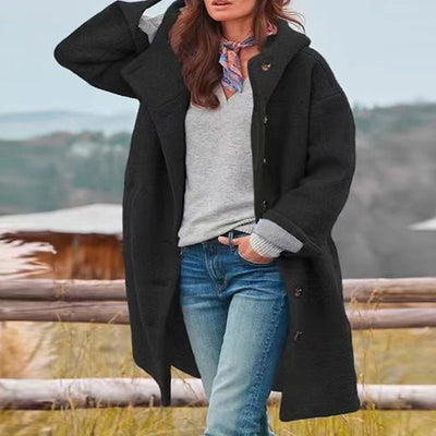 Serena | Cappotto lungo con cappuccio e chiusura frontale