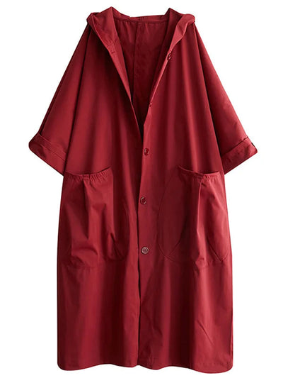 Silvia | Cappotto lungo in misto cotone con cappuccio