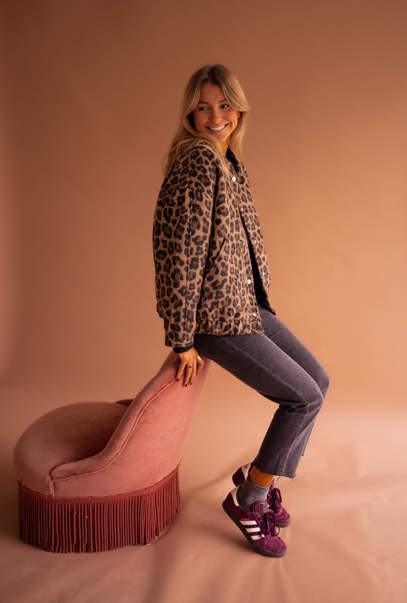 Veronica | Giacca corta con stampa leopardata